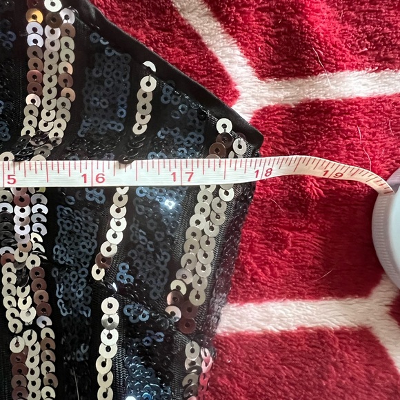 NWT Maeve Anthropologie Black Blue Silver Sequin Dress Small Petite - Picture 10 of 13